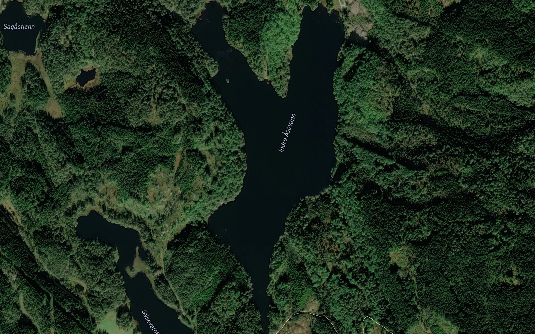 Satellite map of the Indre Asevann