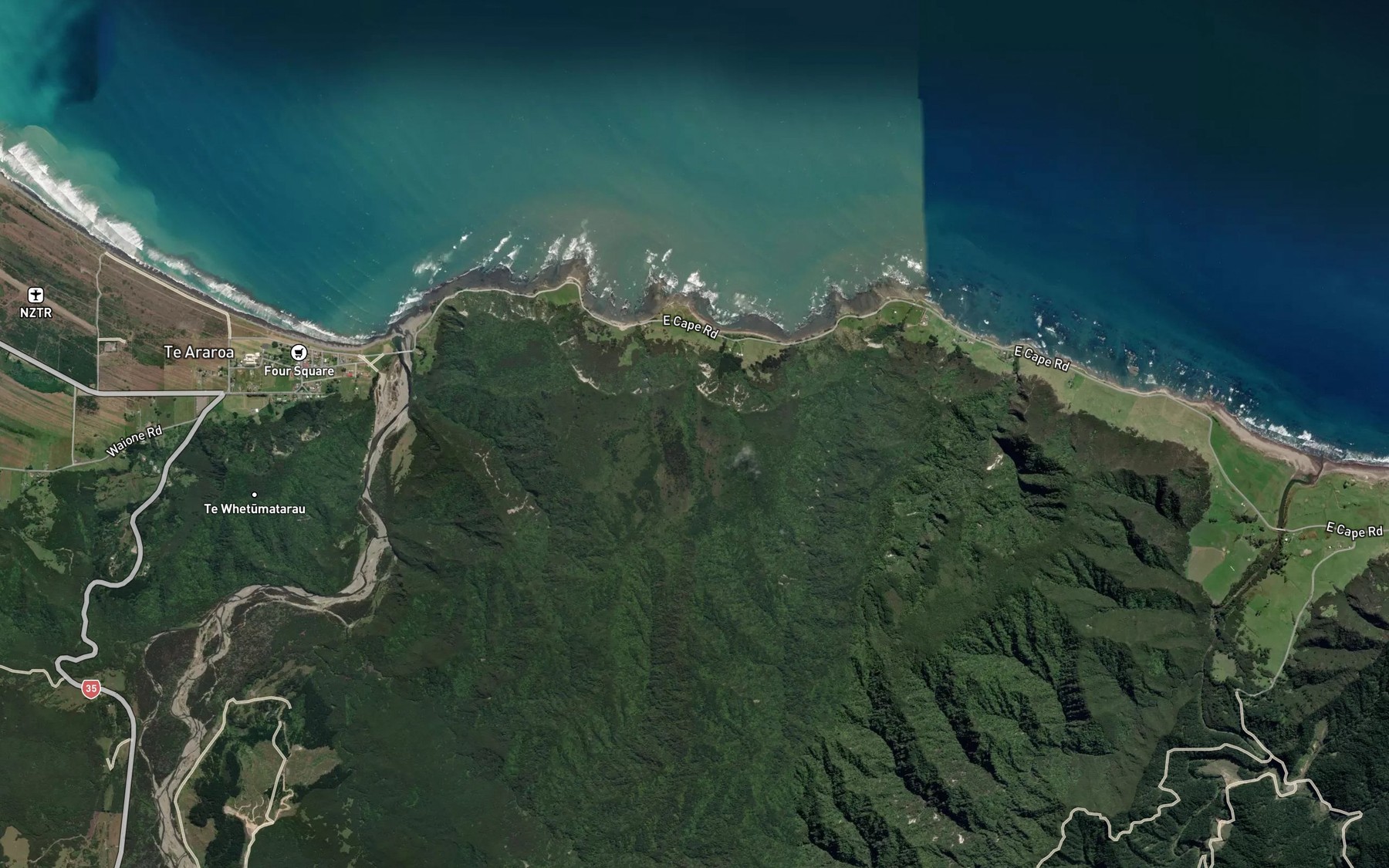 Satellite map of the Te Waipuhake Stream