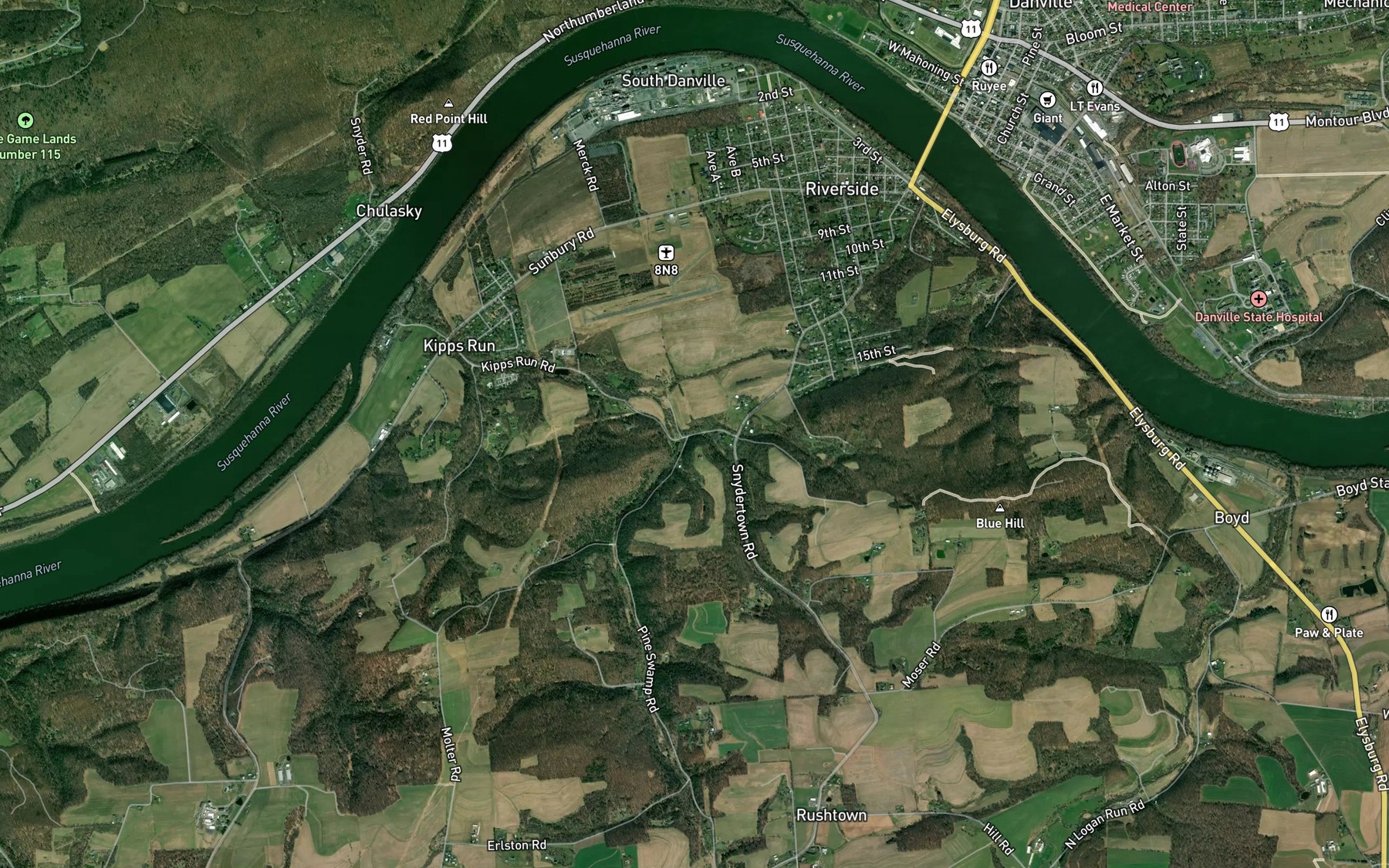 Satellite map of the Wilson Run