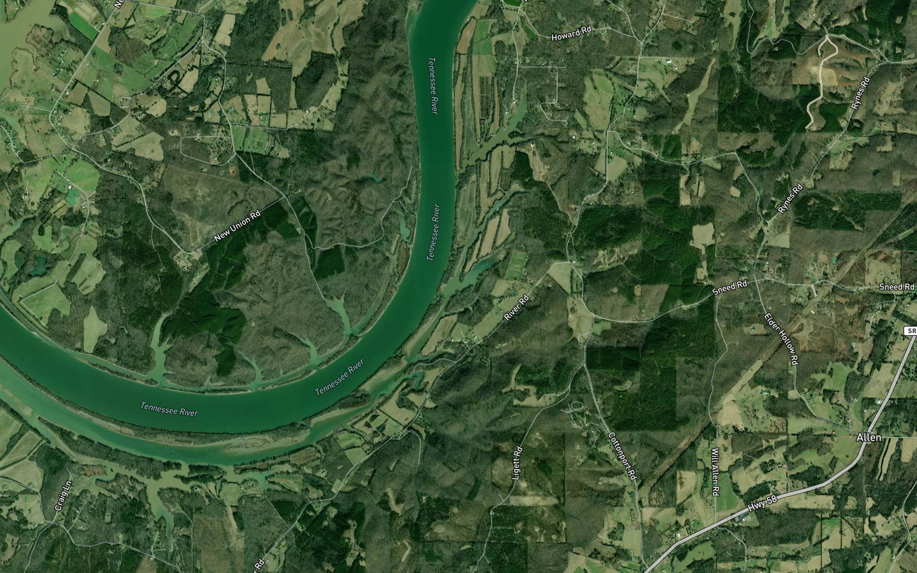 Satellite map of the Nance Branch