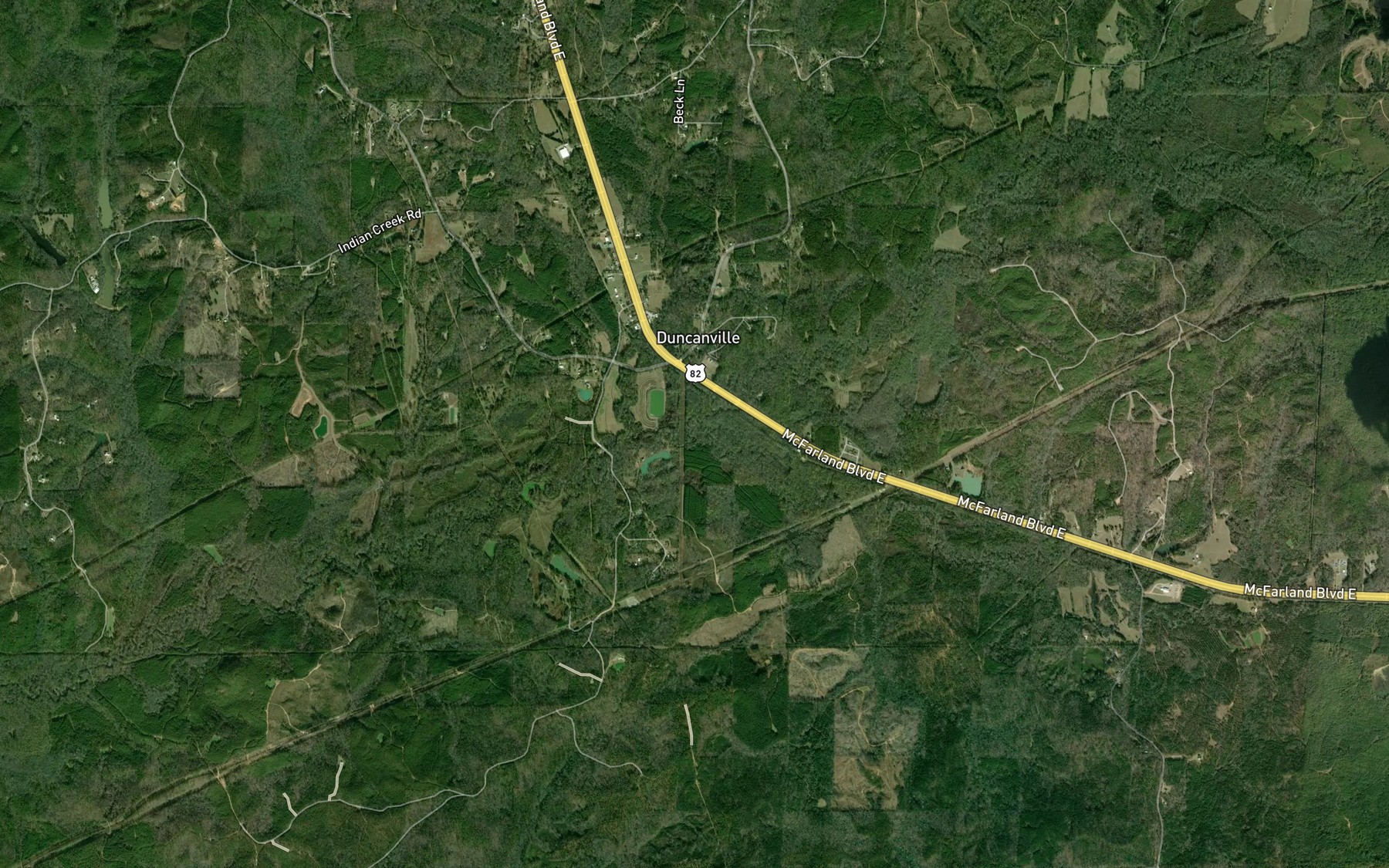 Satellite map of the Bear Creek