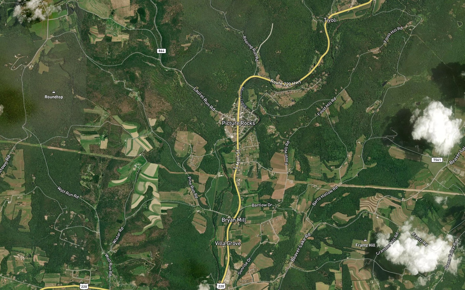 Satellite map of the Laurel Run