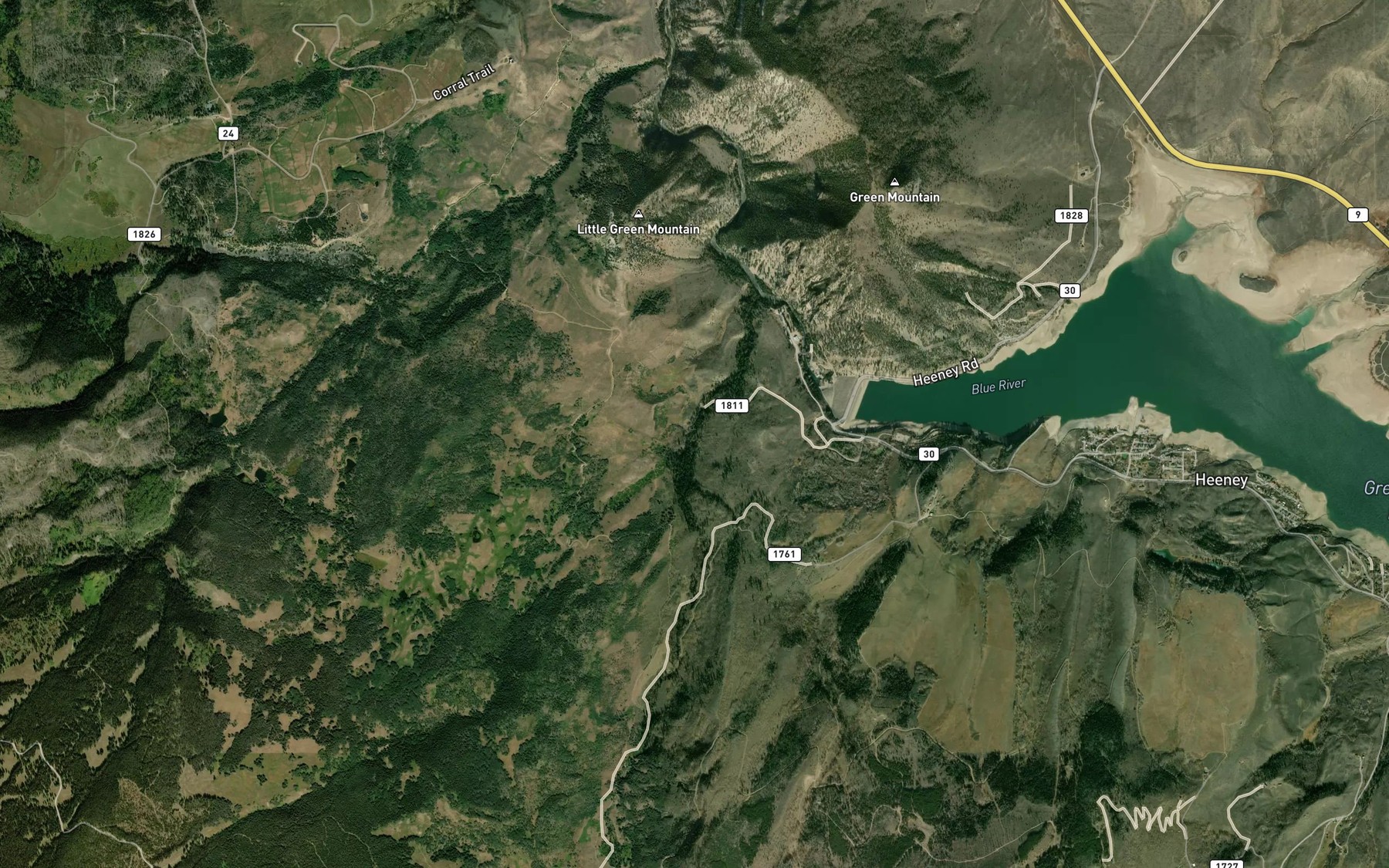 Satellite map of the Elliott Creek