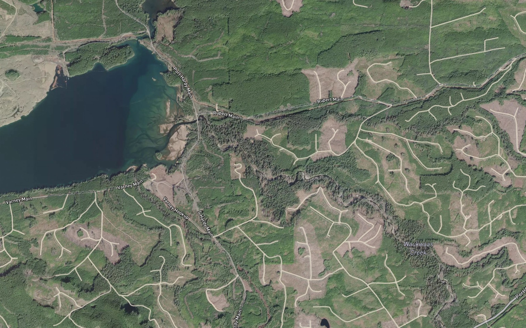 Satellite map of the Rupert Creek