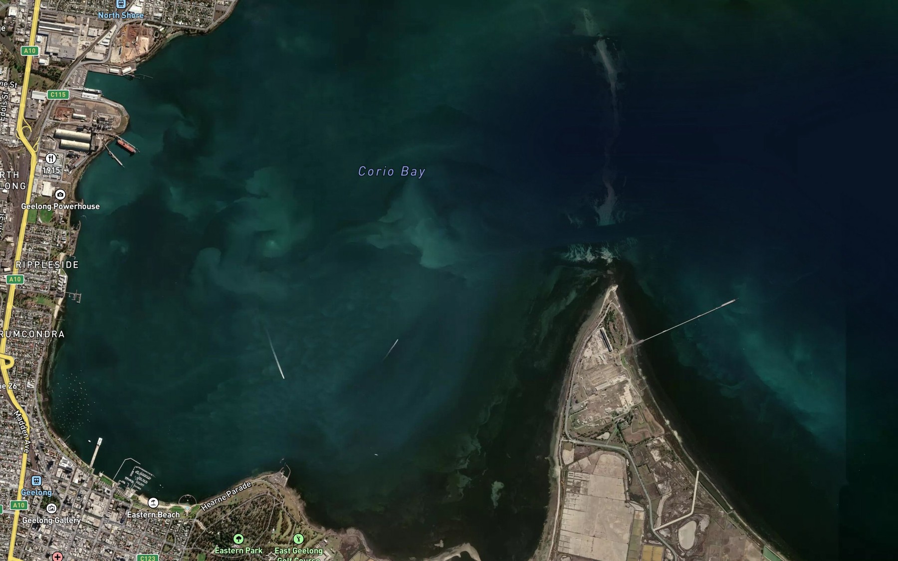 Satellite map of the Hopetoun Channel