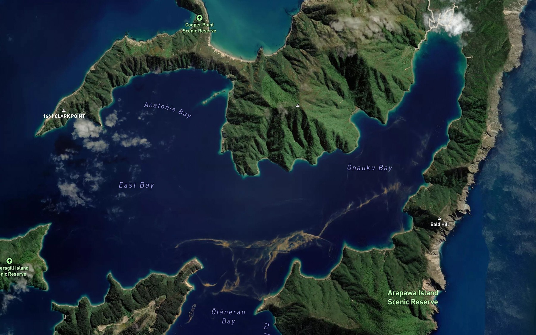 Satellite map of the Papakura Bay