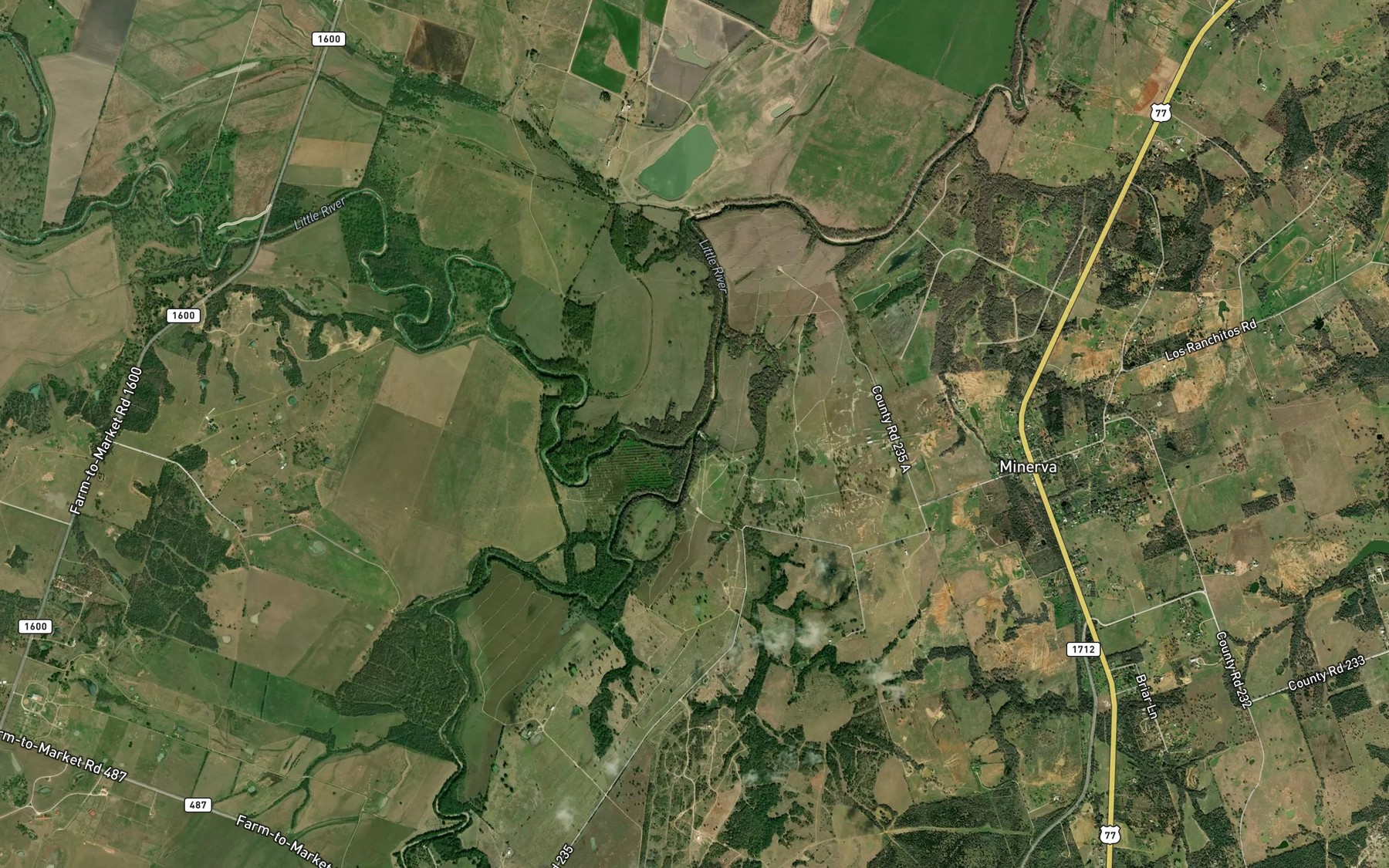Satellite map of the San Gabriel River