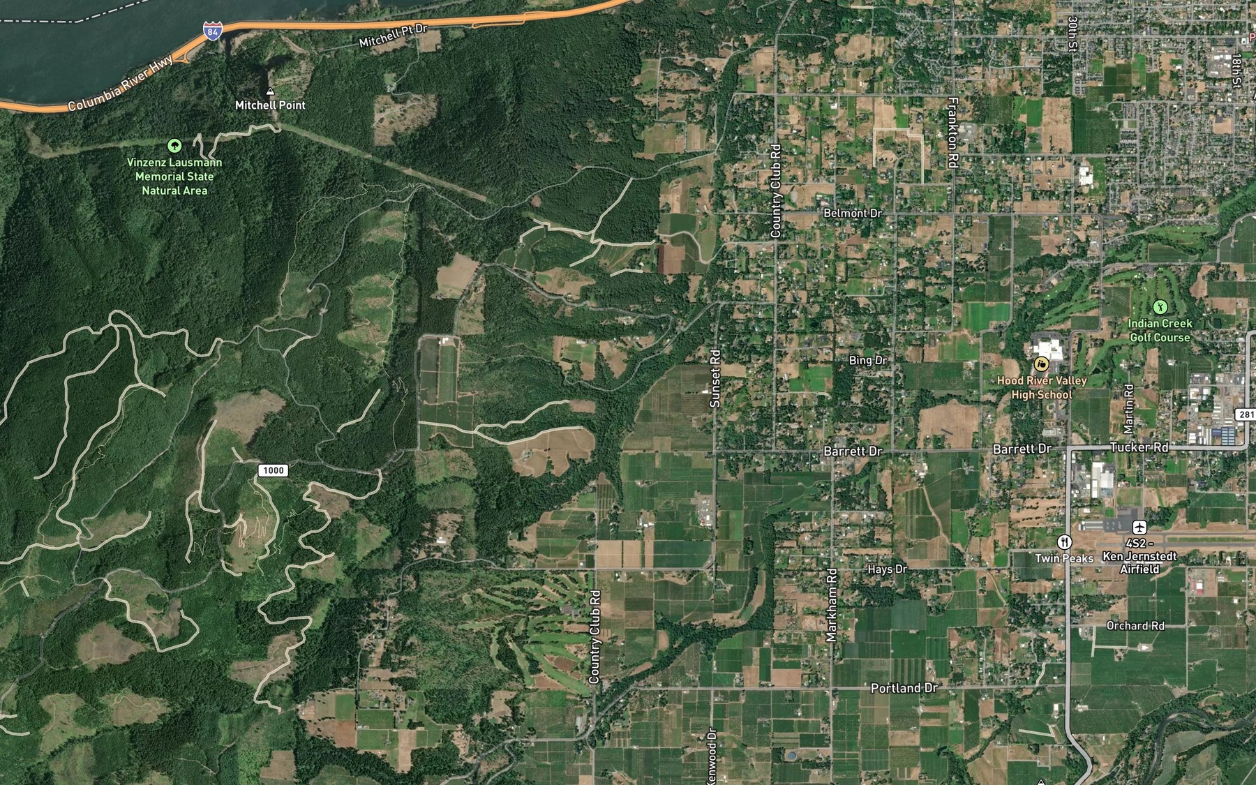Satellite map of the Alder Brook
