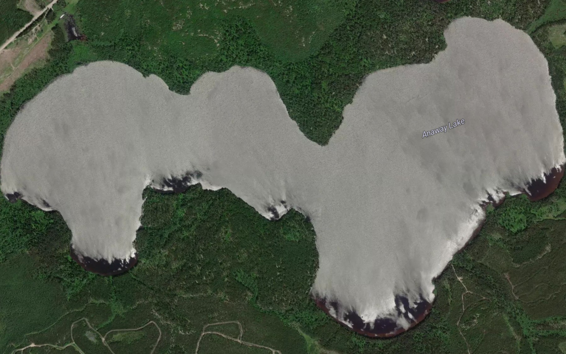 Satellite map of the Anaway Lake