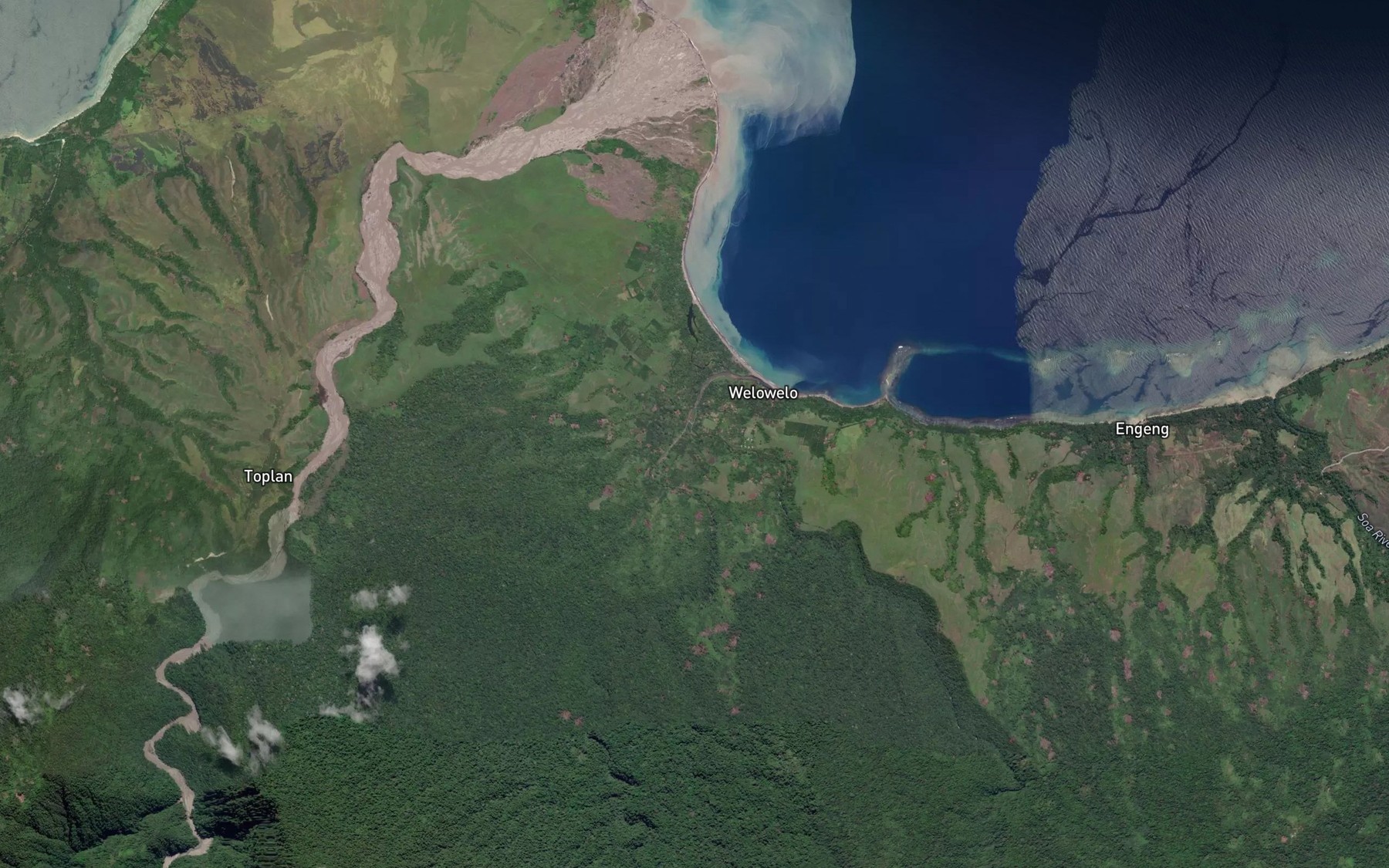 Satellite map of the Kelumehi River