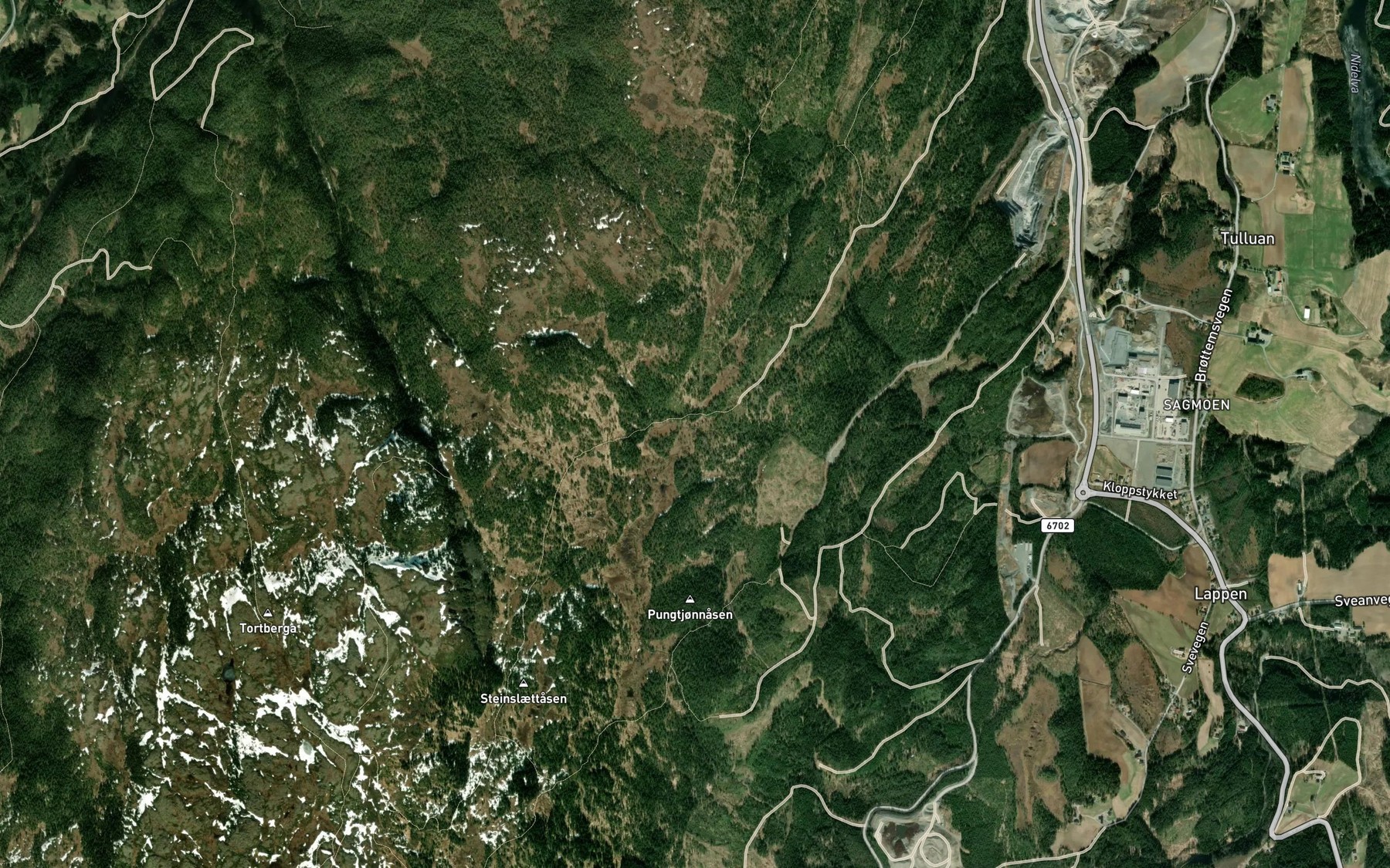 Satellite map of the Fagerlibekken,store