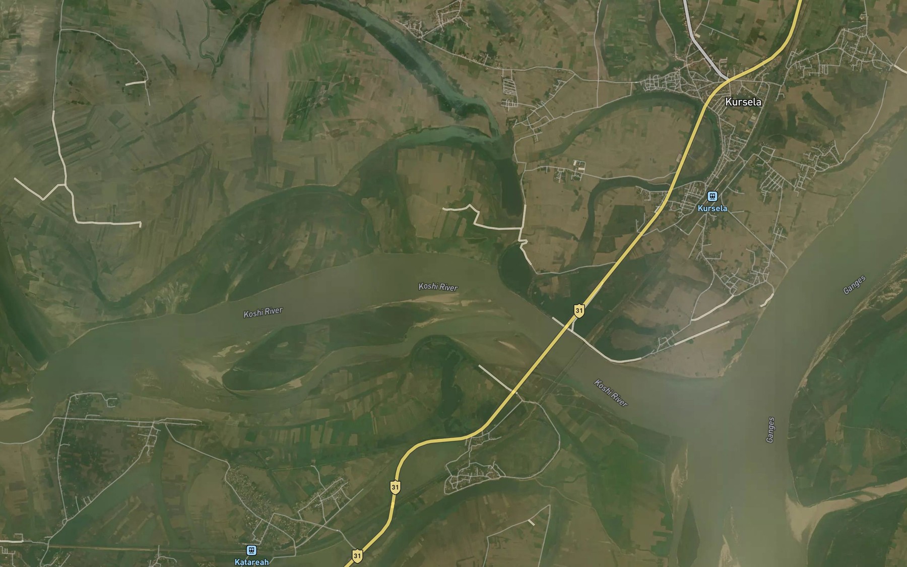 Satellite map of the Burhiya Kosi