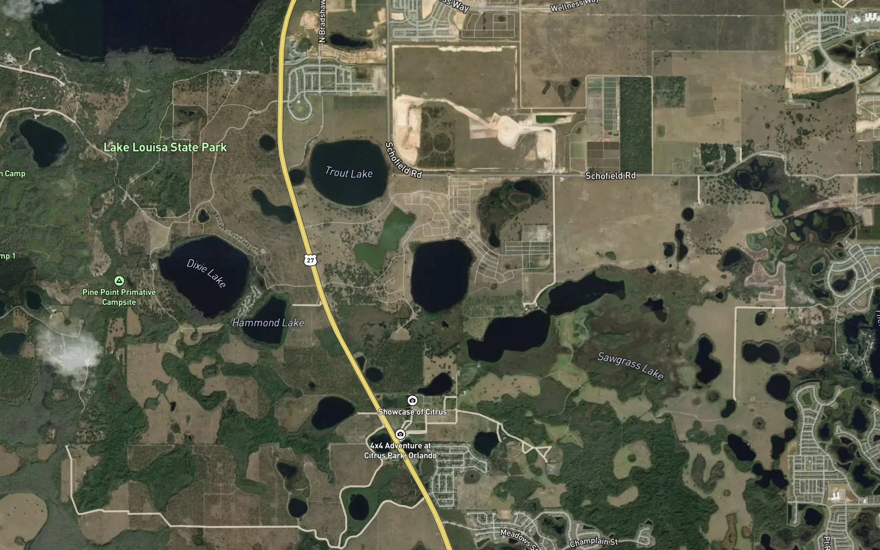 Satellite map of the Adain Lake