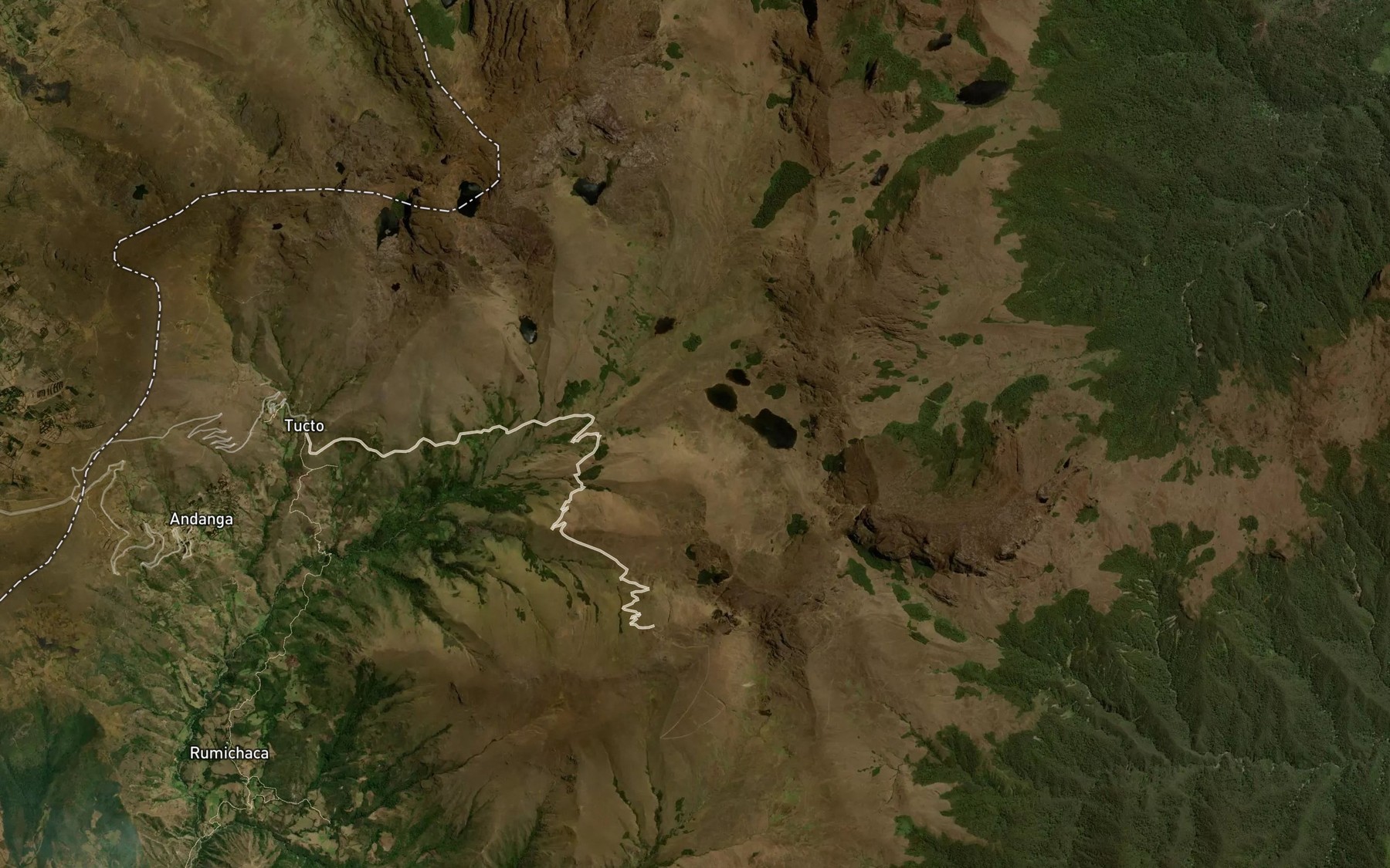 Satellite map of the Laguna Quimsacocha