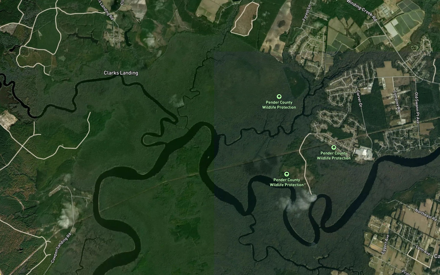 Satellite map of the Turkey Creek