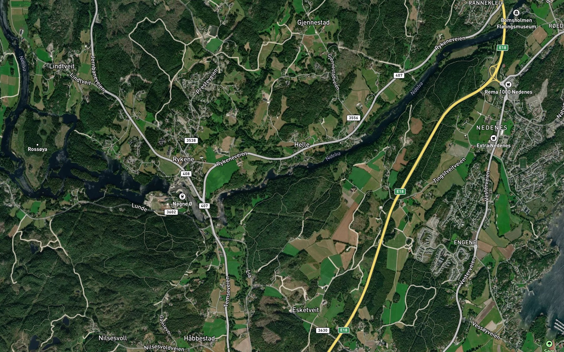 Satellite map of the Refsnesfossen