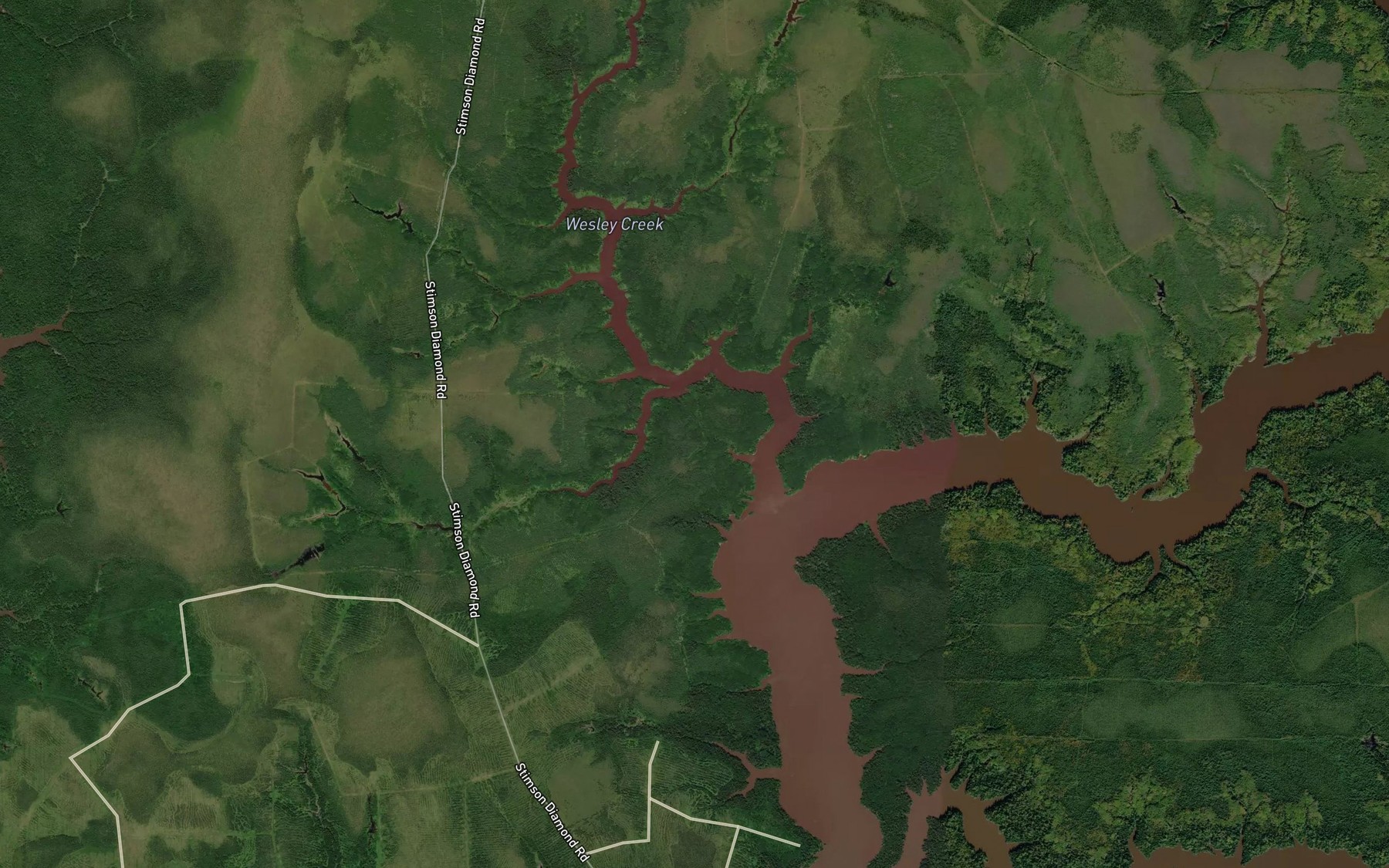 Satellite map of the Wesley Creek