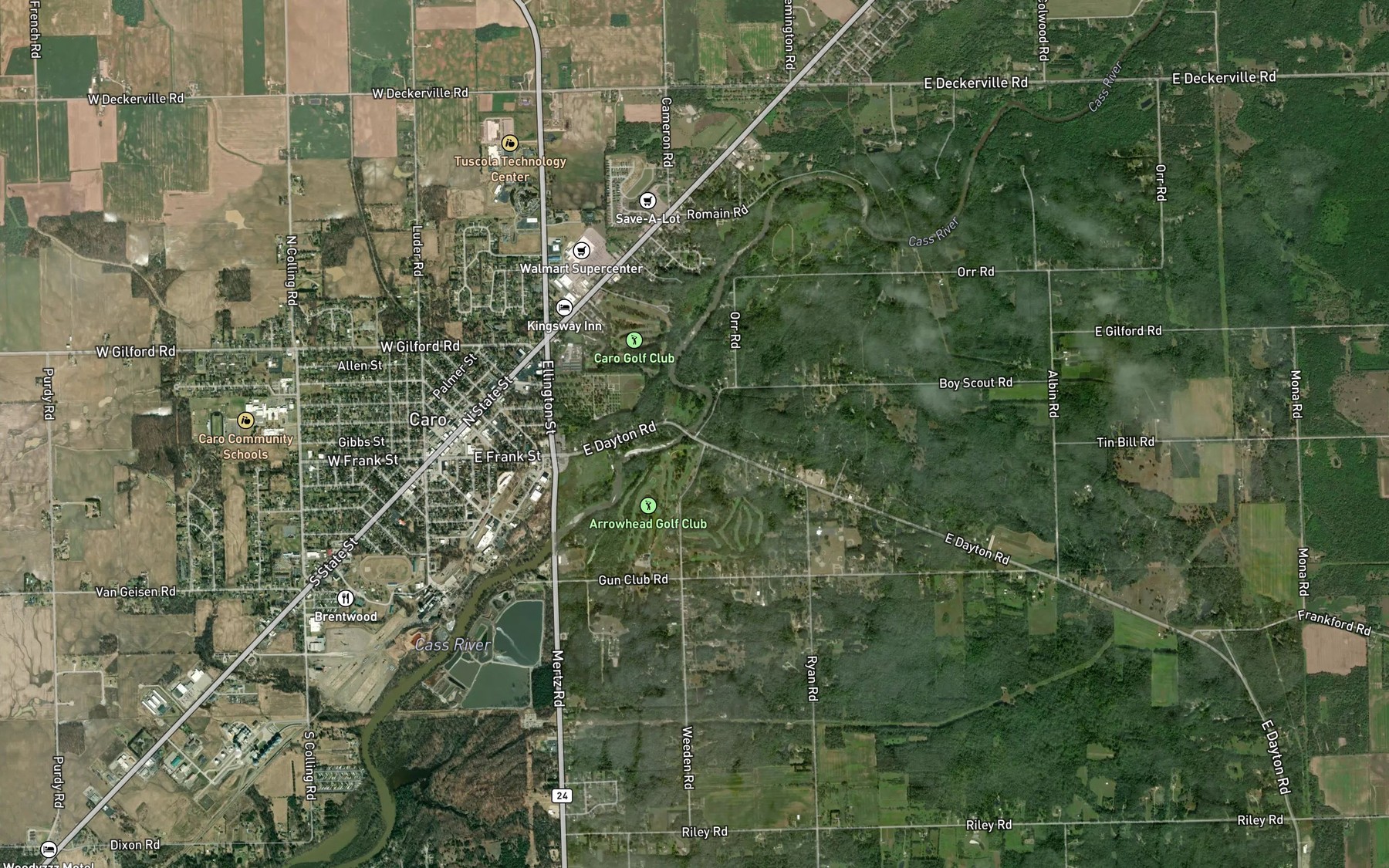 Satellite map of the Sucker Creek