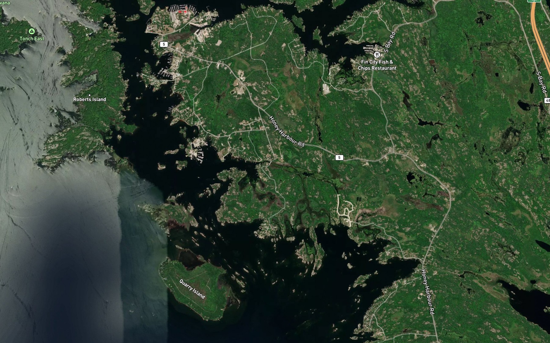 Satellite map of the Tobies Bay