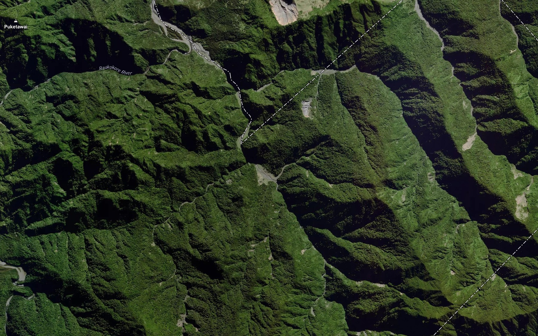 Satellite map of the Mangahaupapa Stream