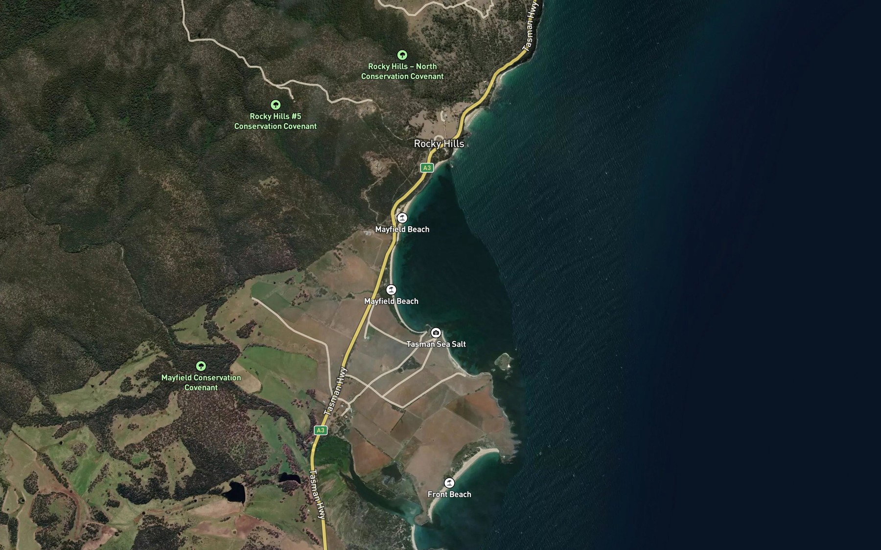 Satellite map of the Mayfield Bay
