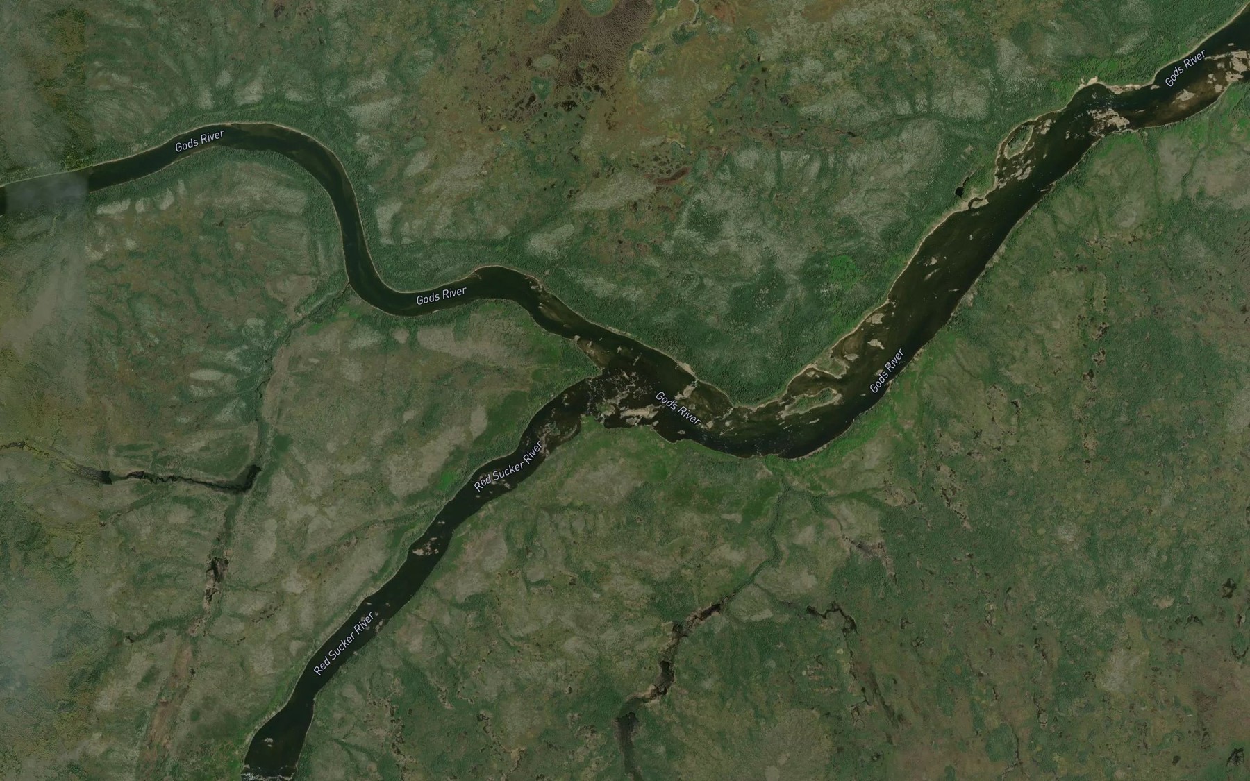 Satellite map of the Red Sucker River