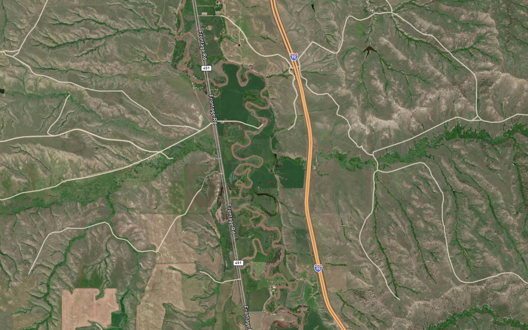 Satellite map of the Shavings Creek