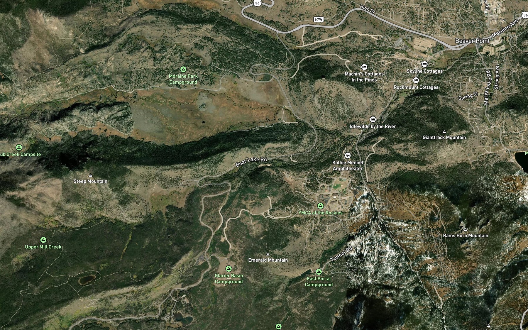 Satellite map of the Mill Creek