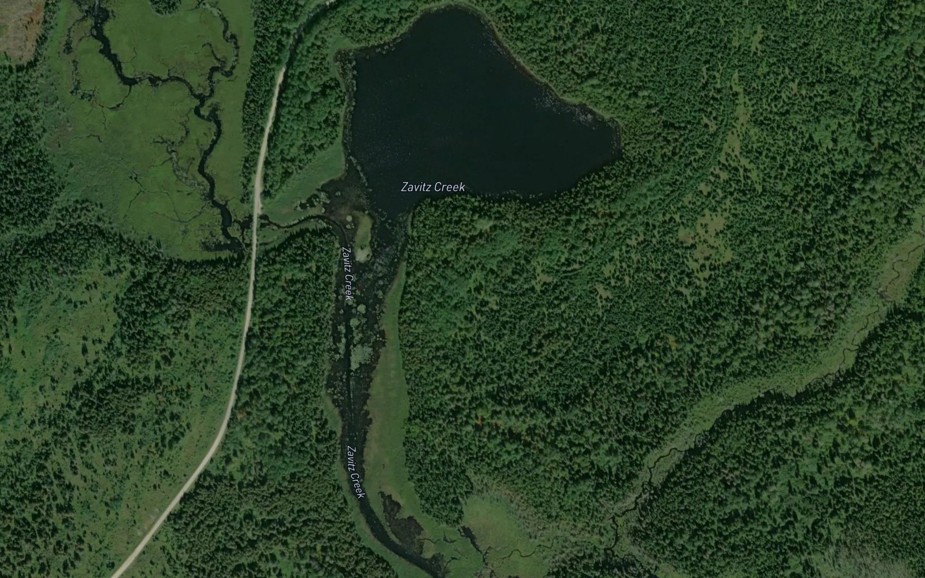 Satellite map of the Zavitz Creek