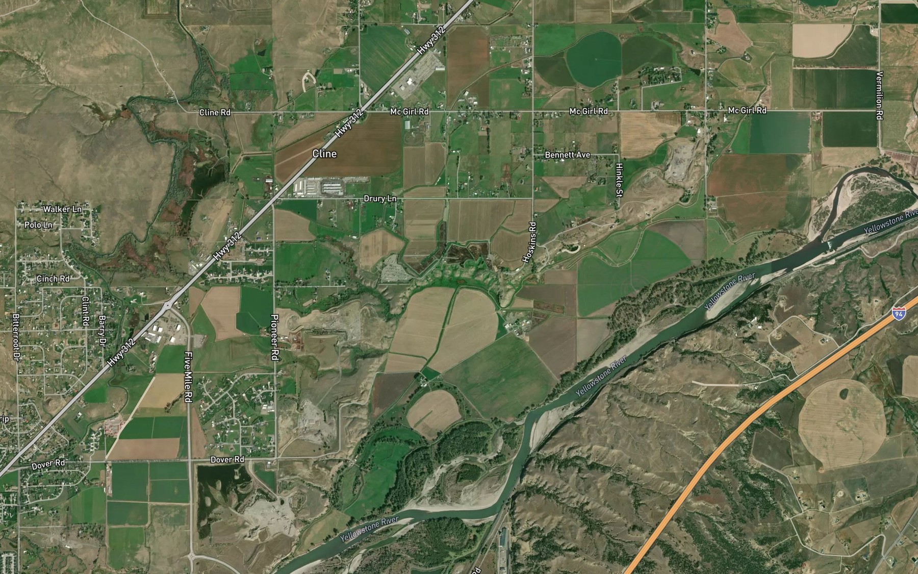 Satellite map of the Sevenmile Creek