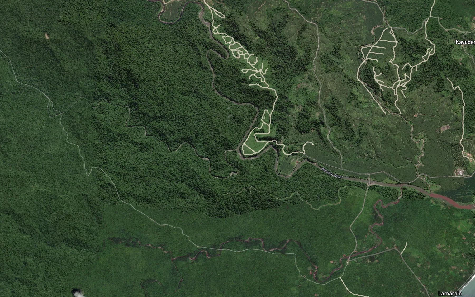 Satellite map of the Mevelo River
