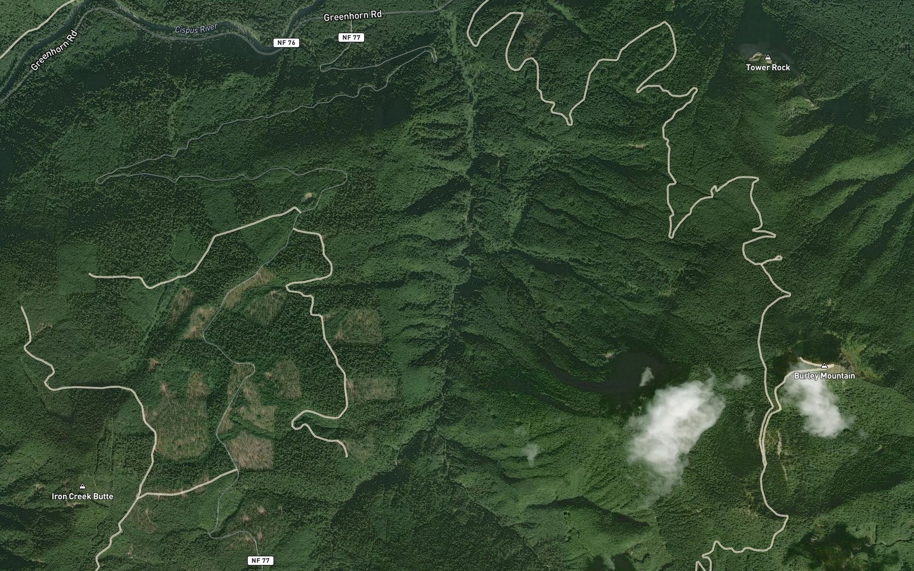 Satellite map of the Monroe Creek