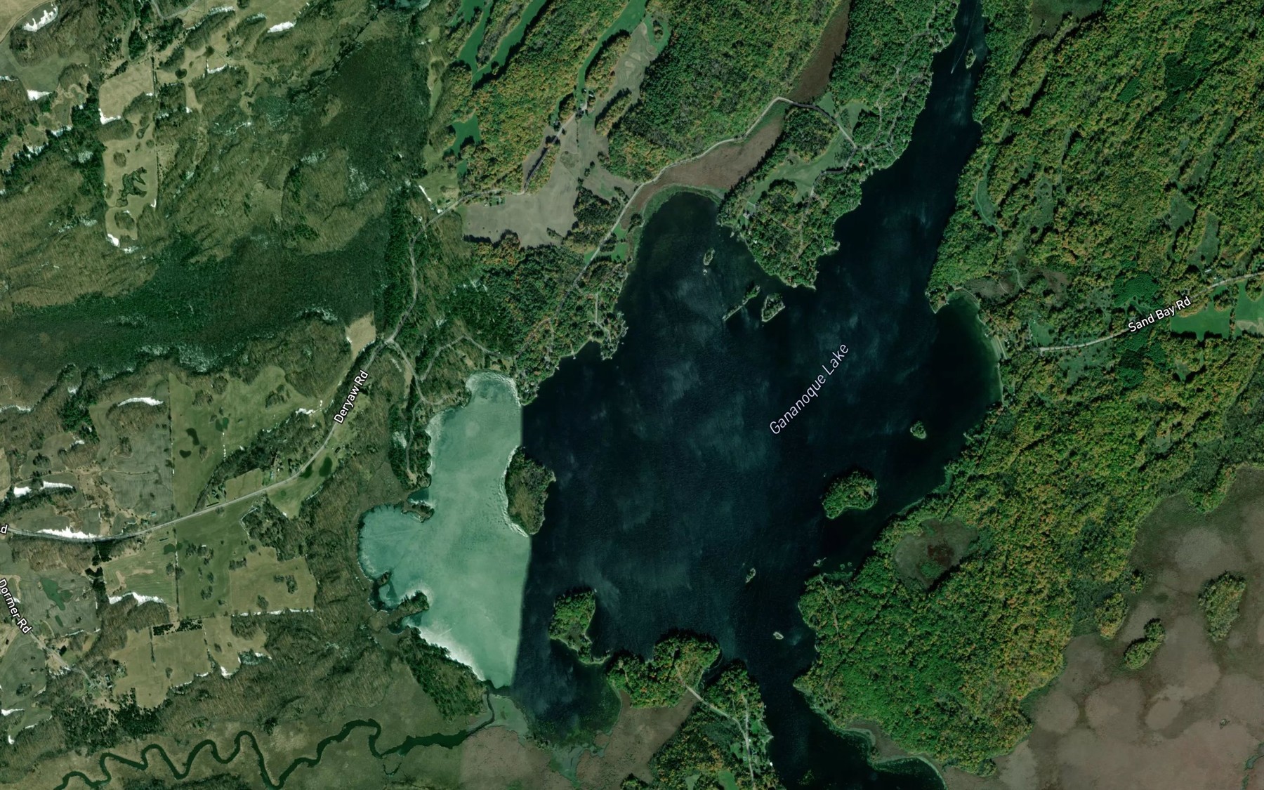 Satellite map of the Gananoque Lake