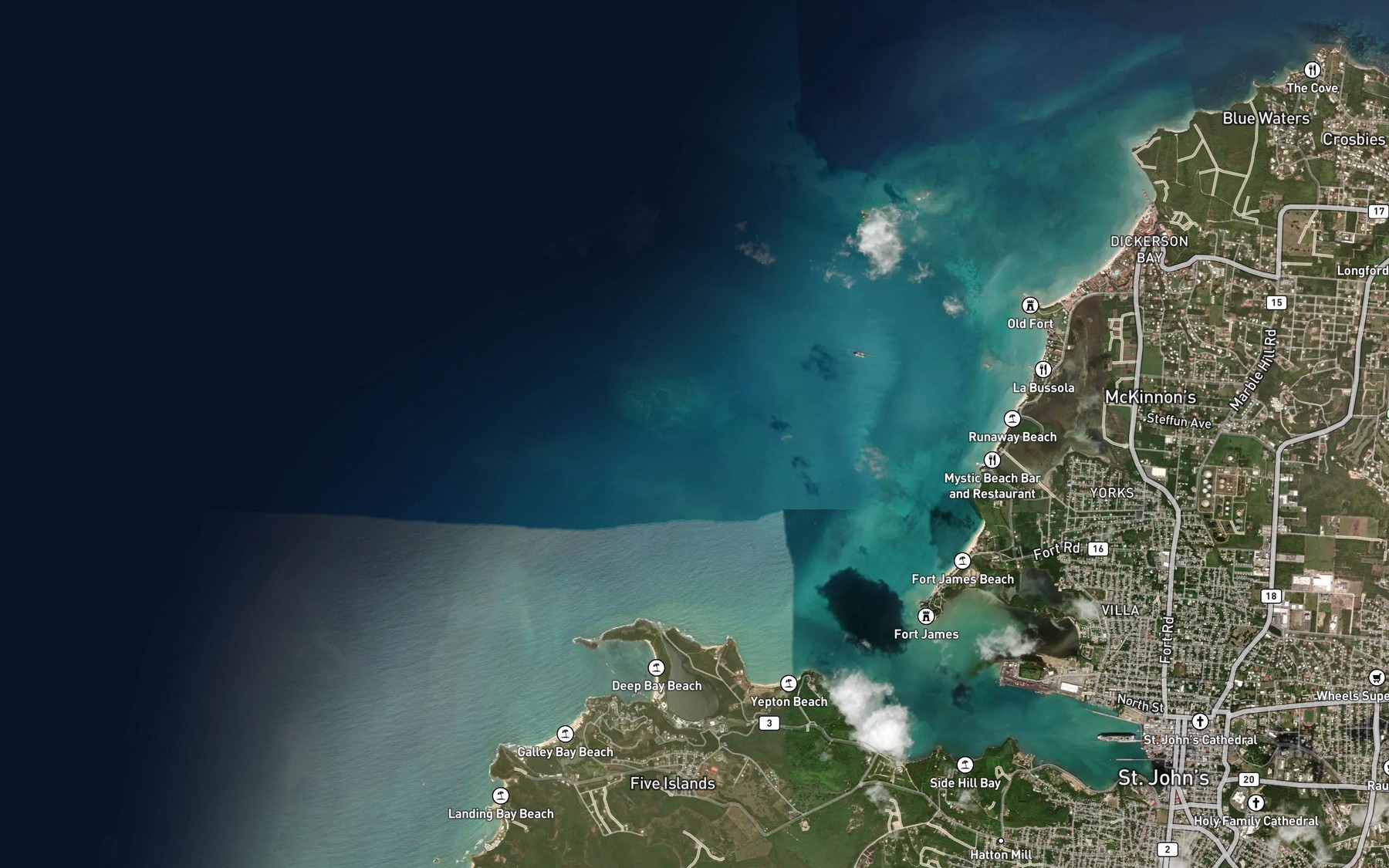 Satellite map of the Middle Ground
