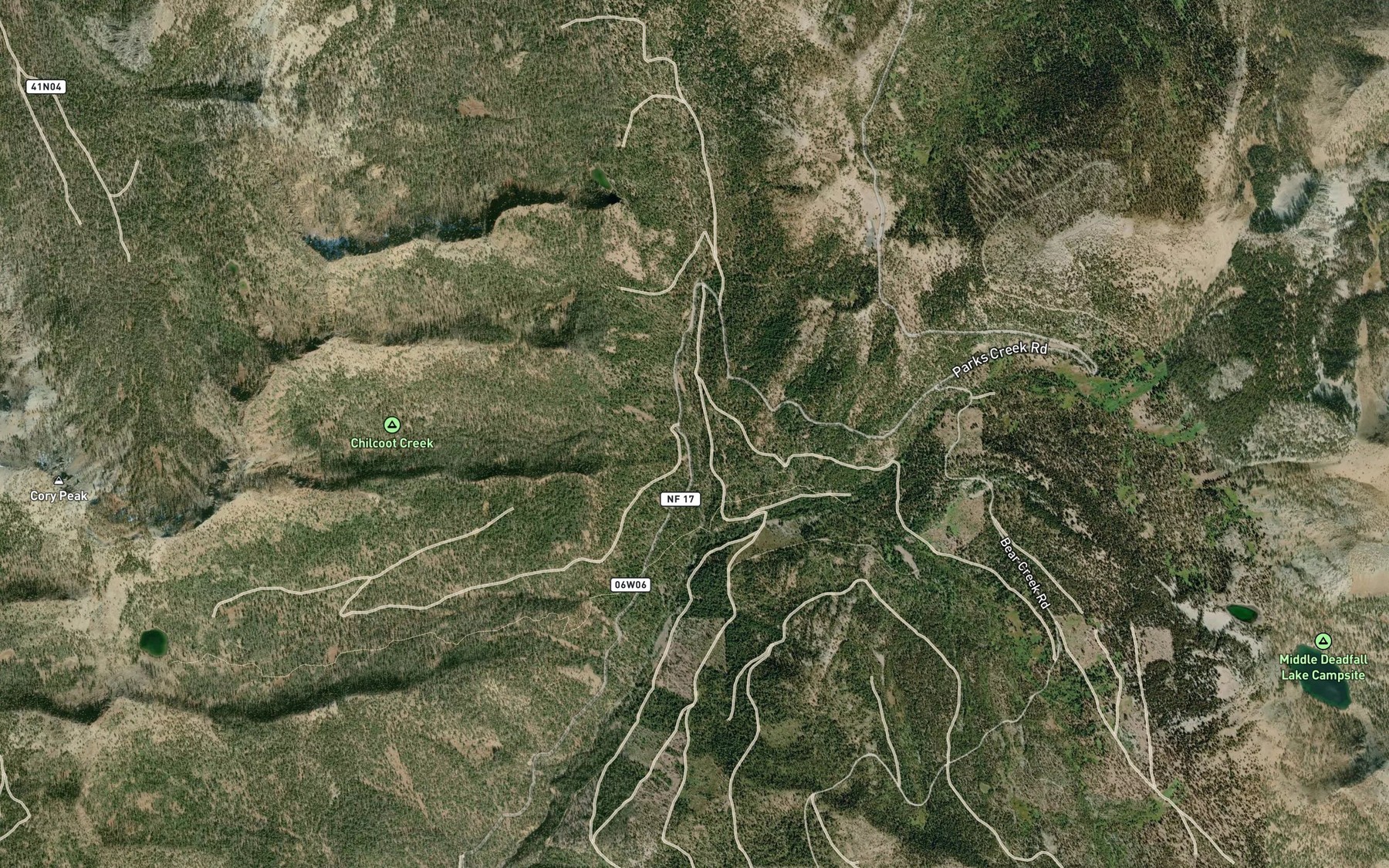 Satellite map of the Chilcoot Creek