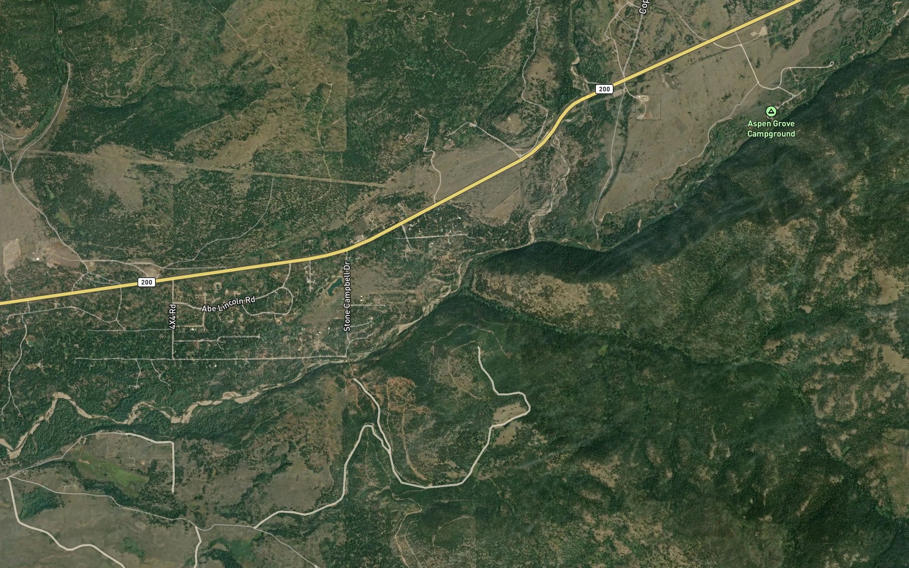 Satellite map of the Seven-up-Pete Creek
