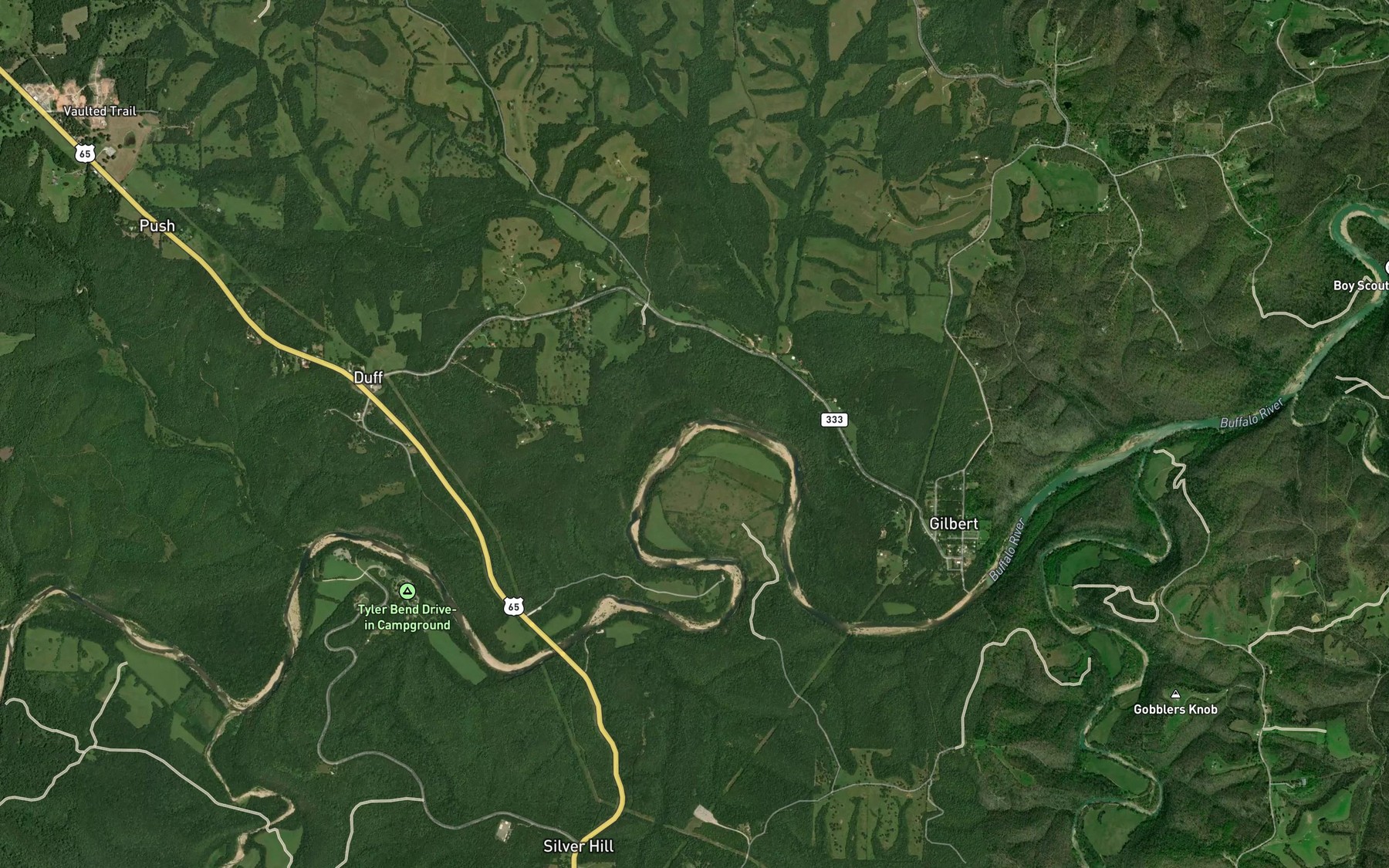Satellite map of the Lane Bend