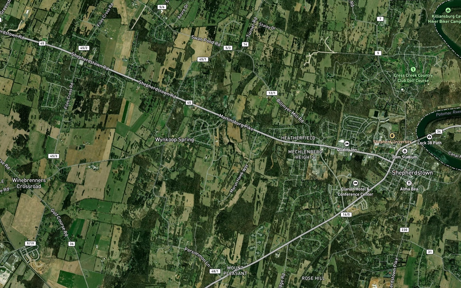 Satellite map of the Rock Spring