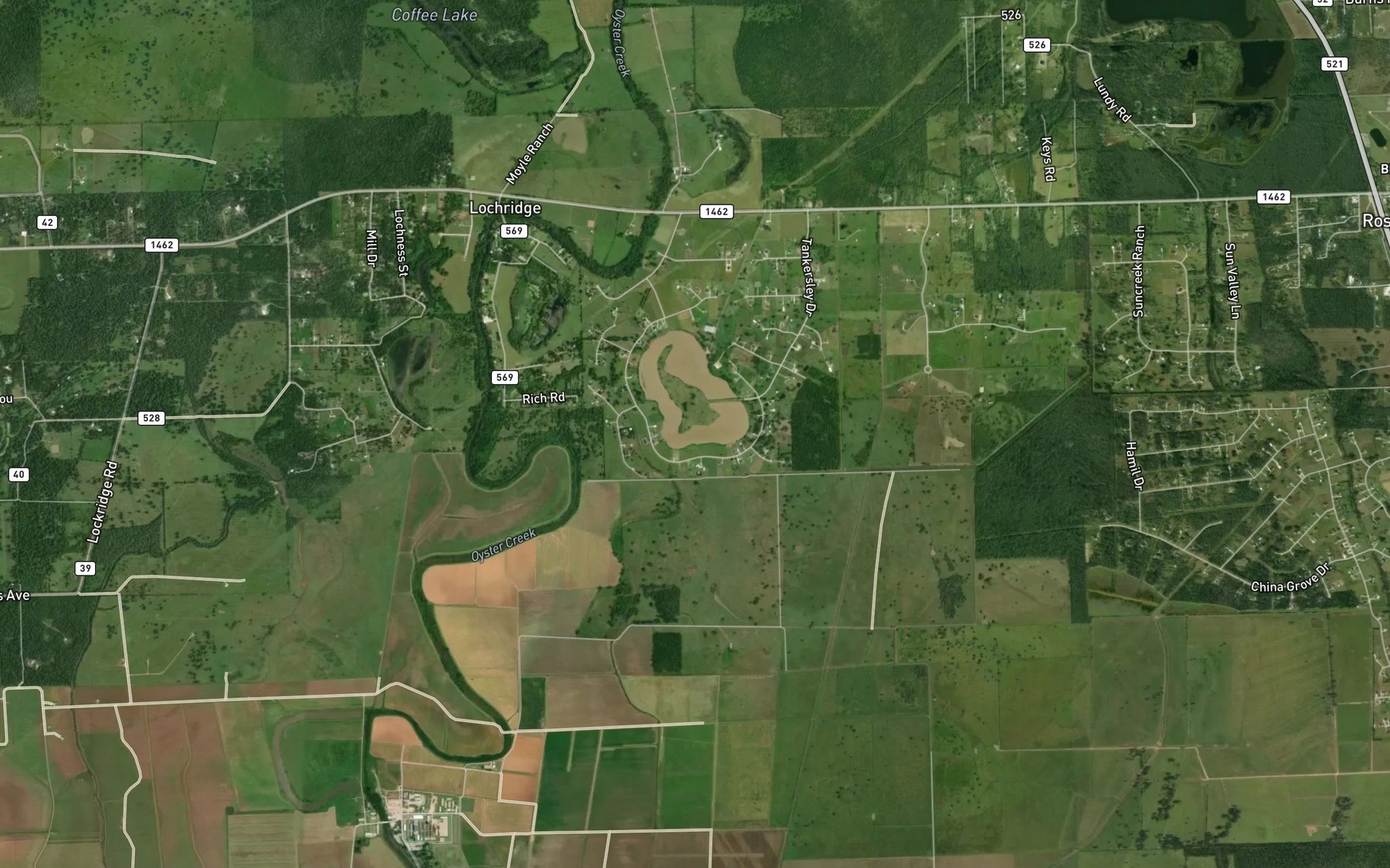 Satellite map of the Tankersley Lake