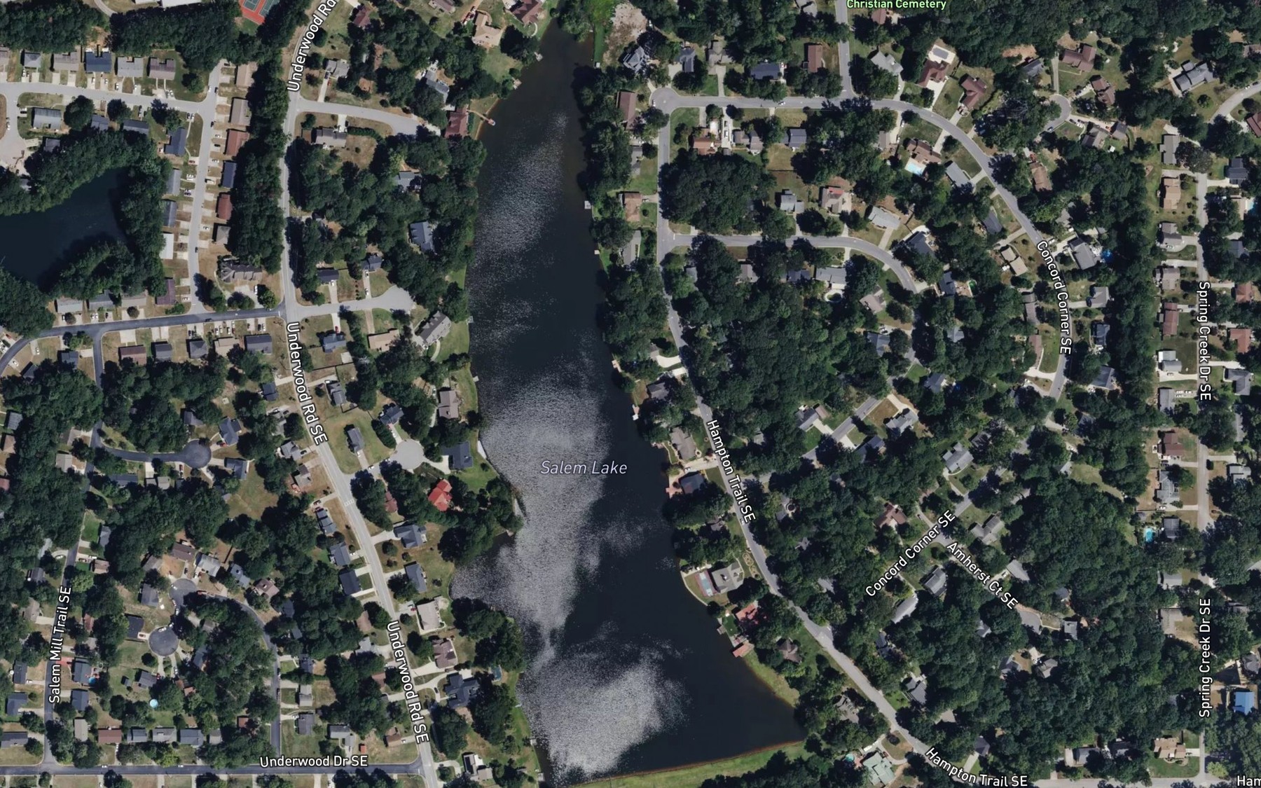 Satellite map of the Salem Lake