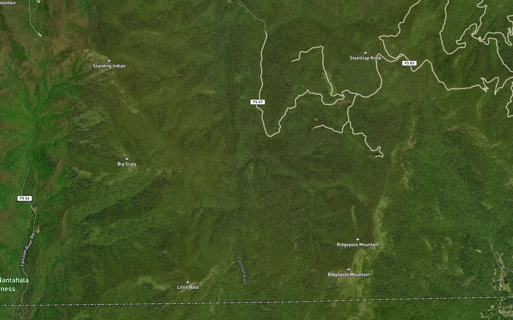 Satellite map of the Big Laurel Branch