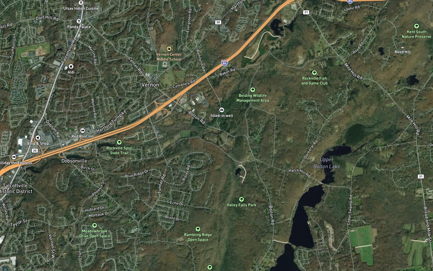 Satellite map of the Railroad Brook
