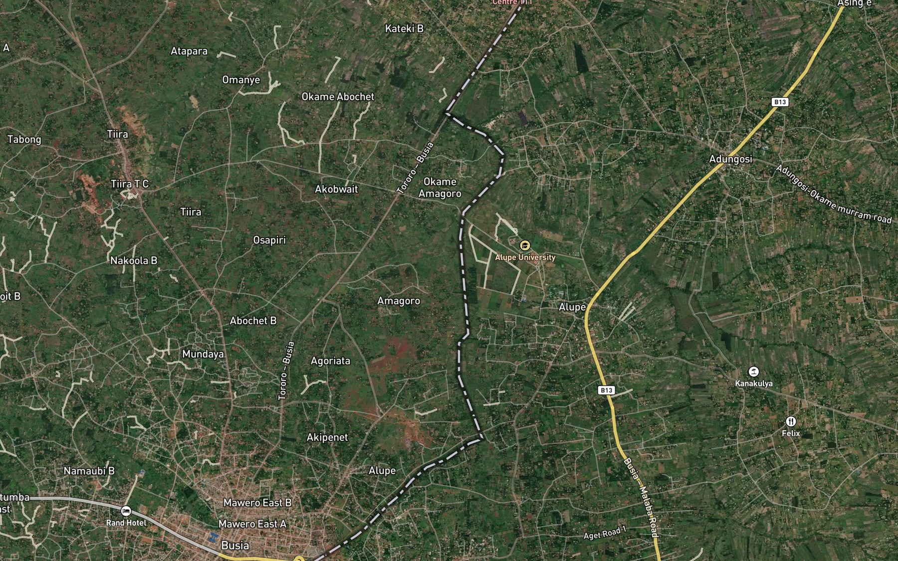 Satellite map of the Alupe