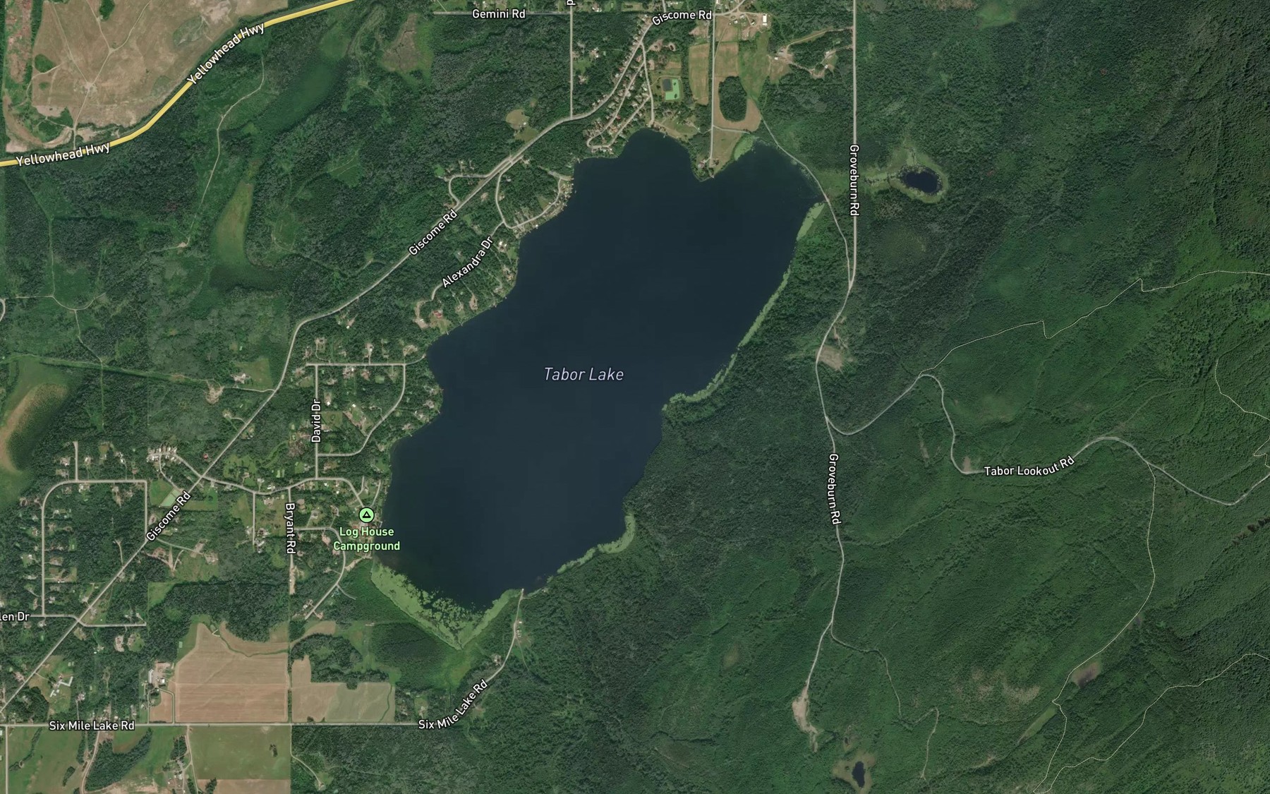 Satellite map of the Tabor Mountain Creek