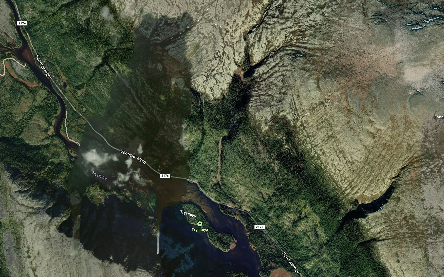 Satellite map of the Vestre Lekjenna