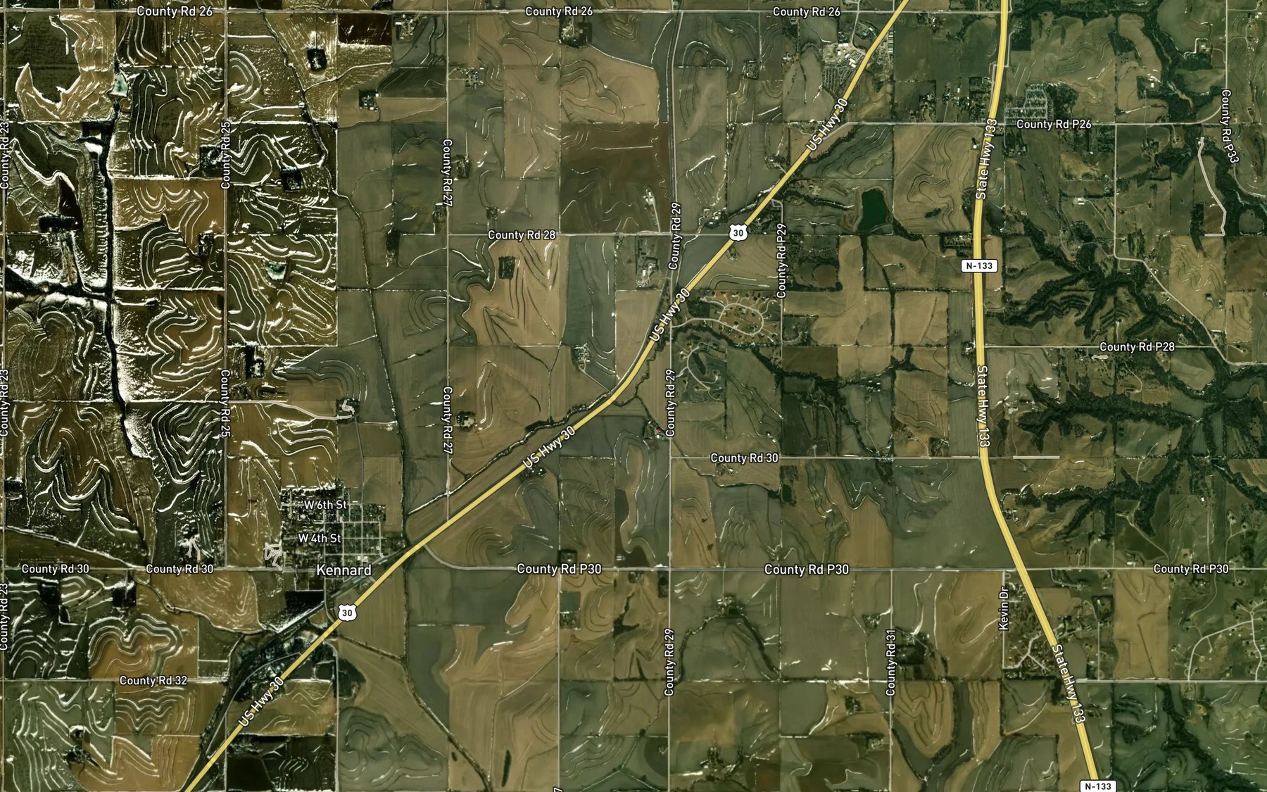 Satellite map of the Leach Branch