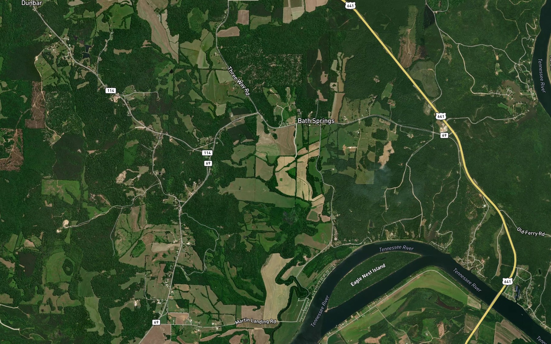 Satellite map of the Sulphur Branch