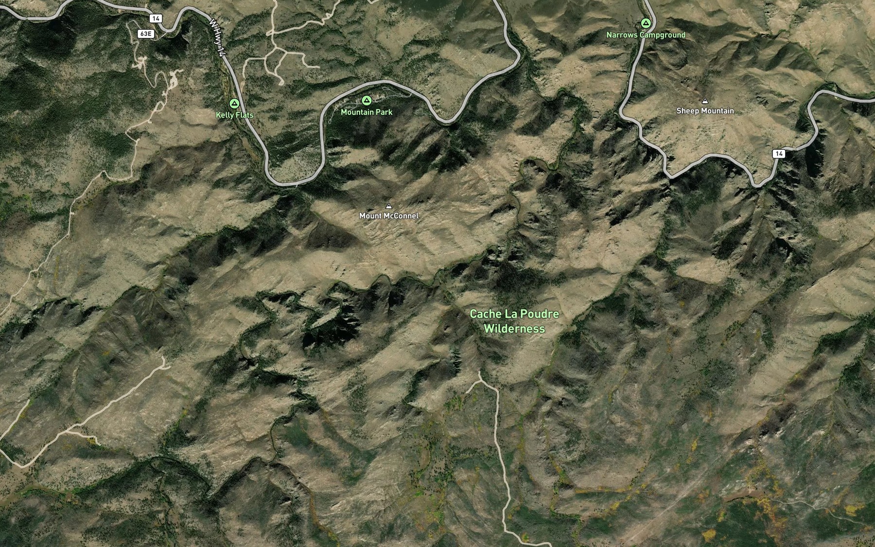 Satellite map of the Pendergrass Creek