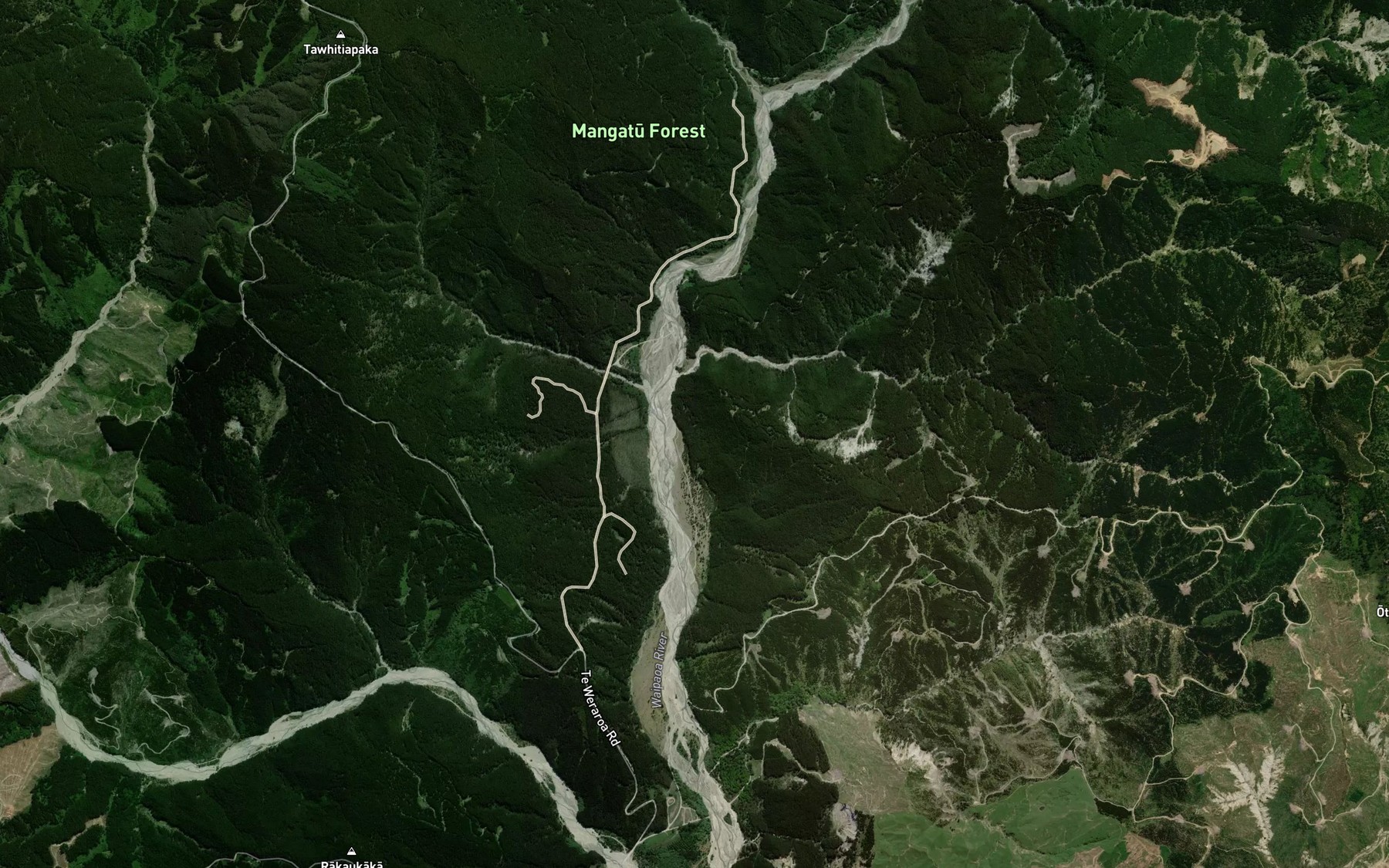 Satellite map of the Totara Stream