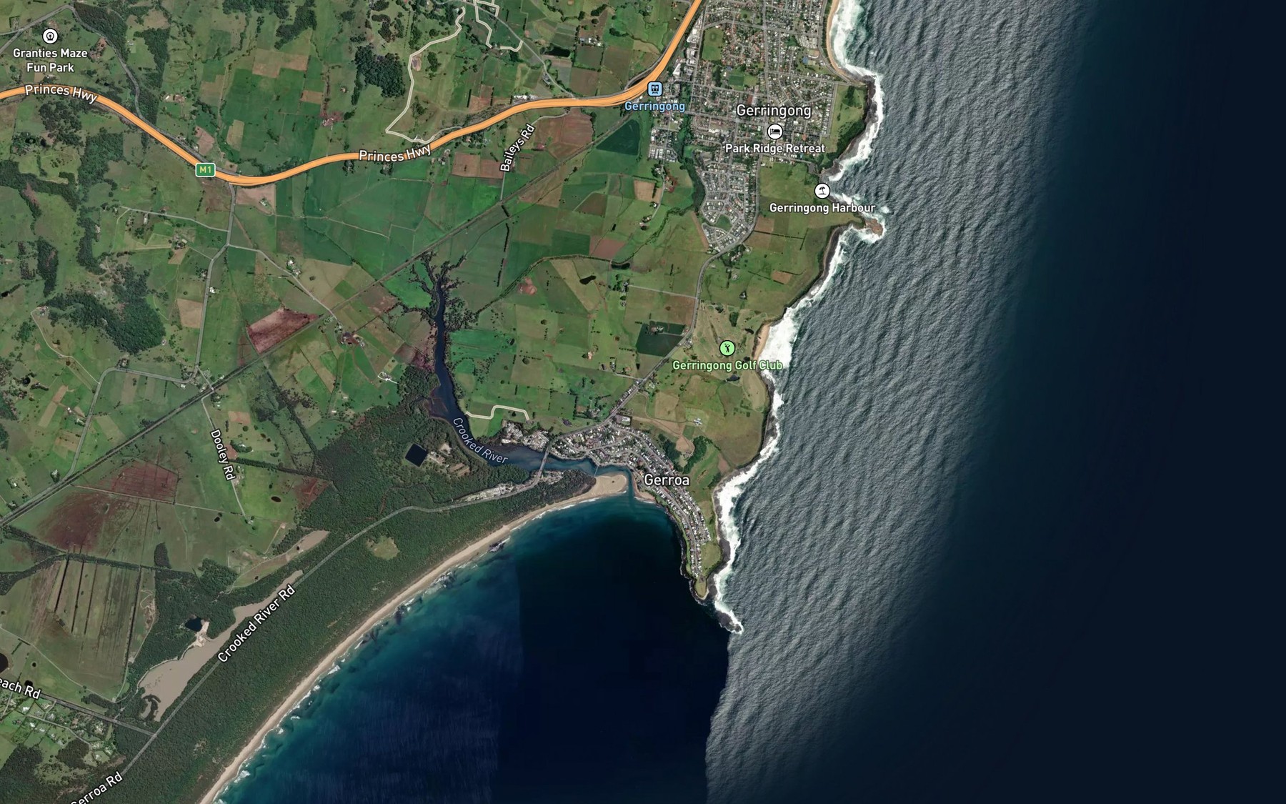 Satellite map of the Crooked River